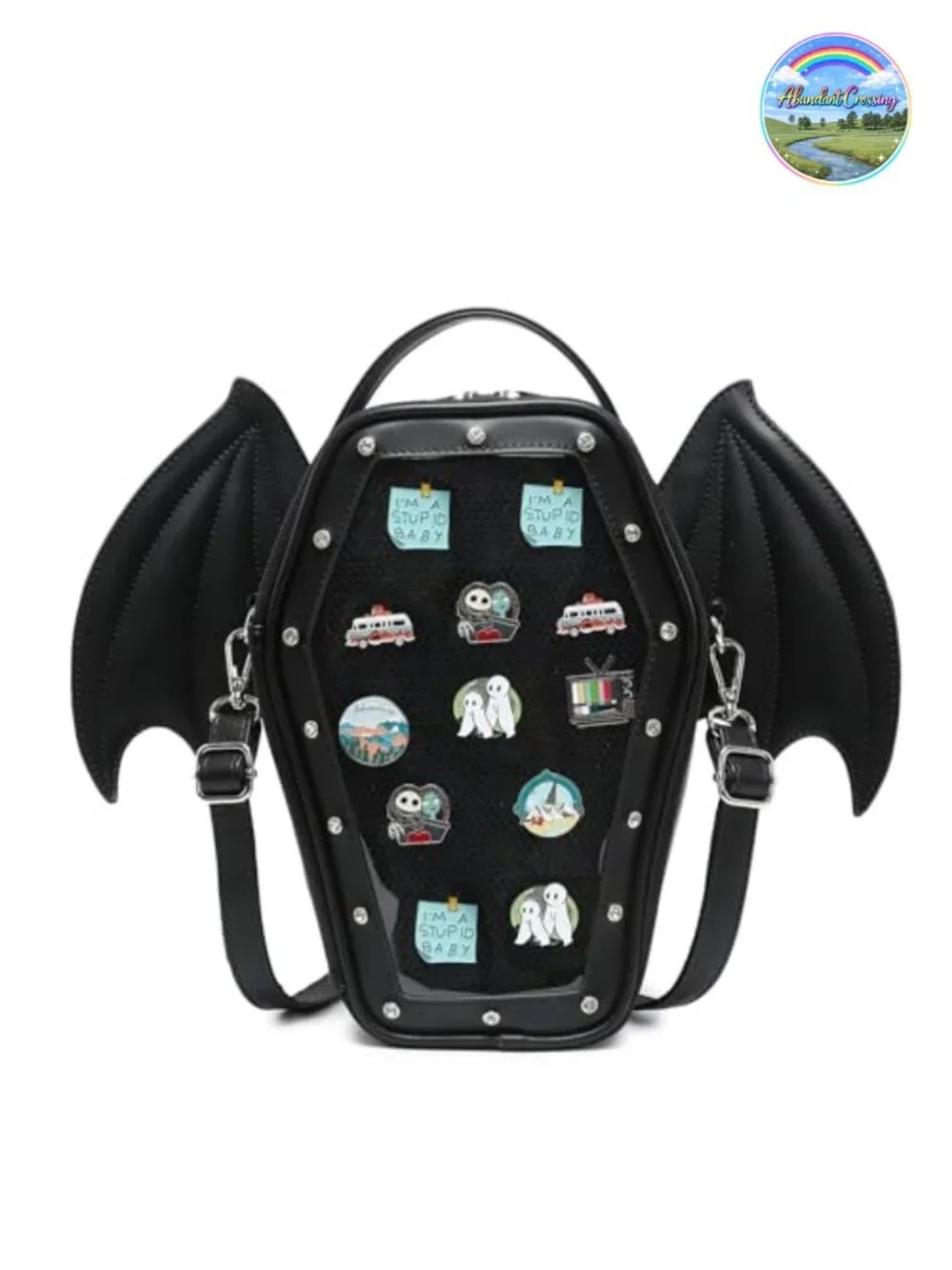 Gothic Coffin Ita Bag Backpack Cosplay Faux Leather with Insert Purse